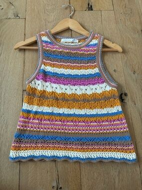 Altar'd State Multicolor Striped Crochet Knit Top
